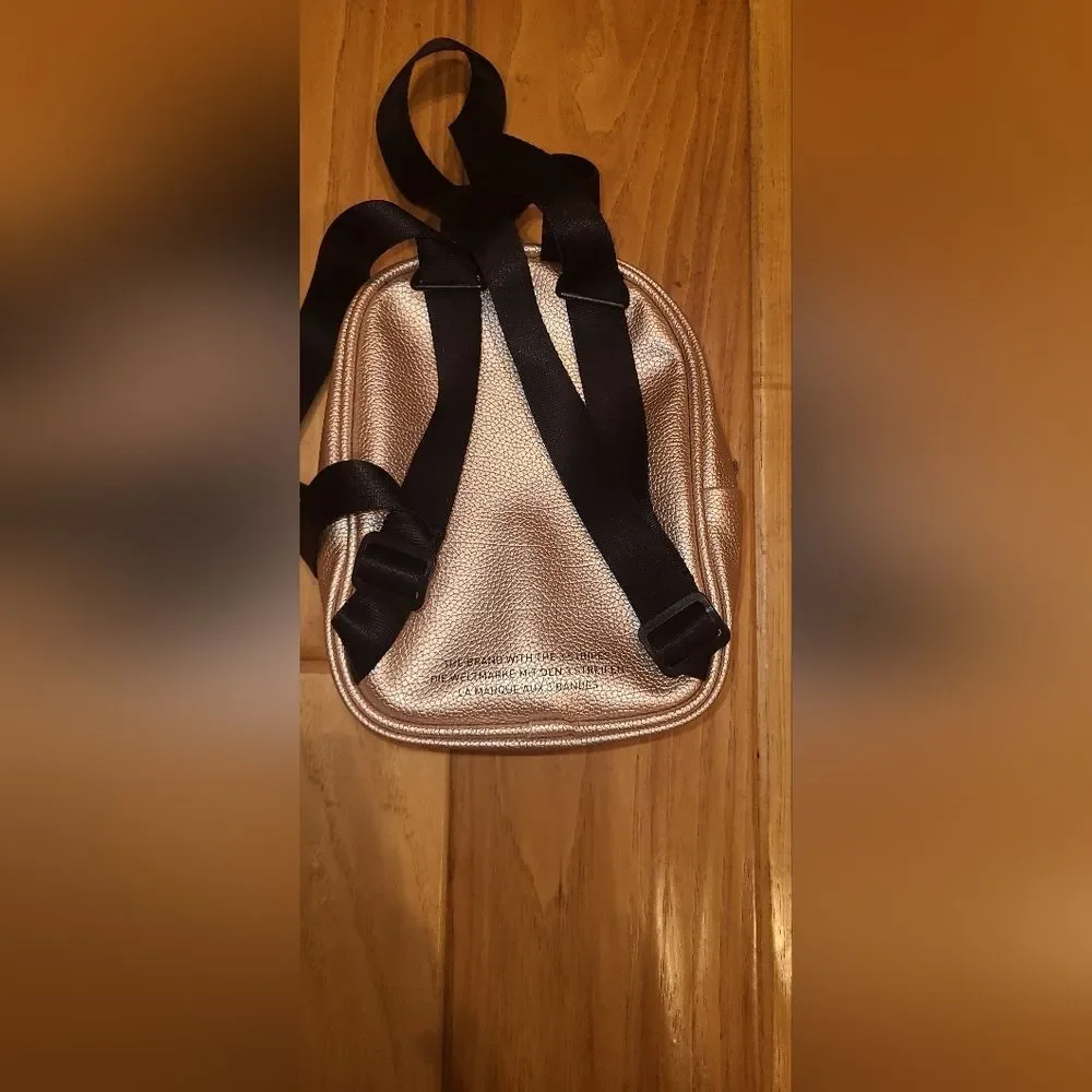 Adidas Mini Metallic Pink Gold Backpack Purse Bag
